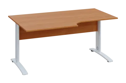 CRK 28 - 184 stůl kancelářský, rohový, levý, kovová podnož bílá, deska 25 mm, široký 1800 mm, olše j